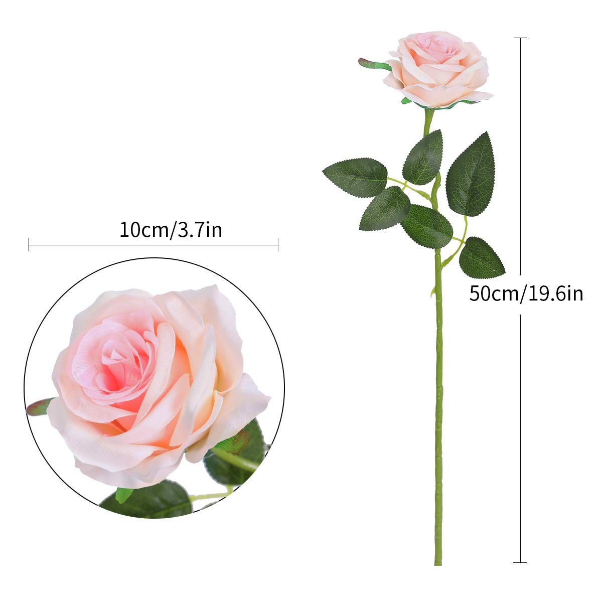 10 PCS Light Pink Lifelike Fake Silk Rose Flower Bouquet Wedding Gift Decor