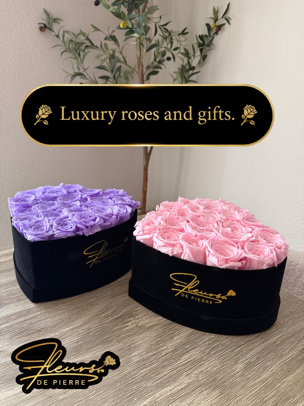 Fleurs De Pierre – 24 Luxury Preserved Roses In Velvet Heart Box