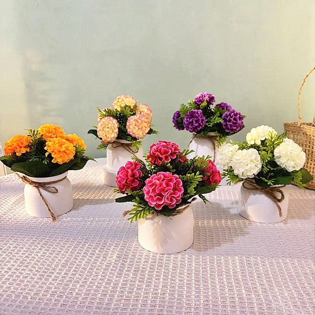 Chrysanthemum Potted Artificial Flowers for Year Round Indoor Outdoor Decor Use
