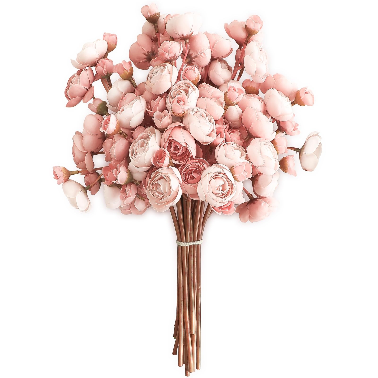 Ranunculus Artificial Flowers 18 Pcs Dusty Rose Faux Silk Mini Ranunculus Bul…
