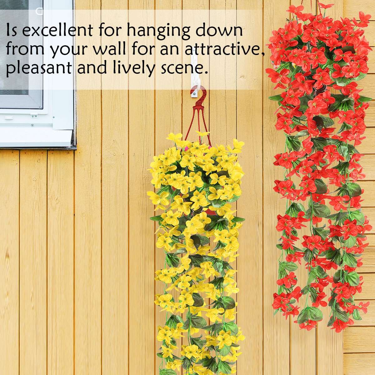 Artificial Hanging Violet Flowers, Lifelike Fake Vine Plants for Wall Decor Home