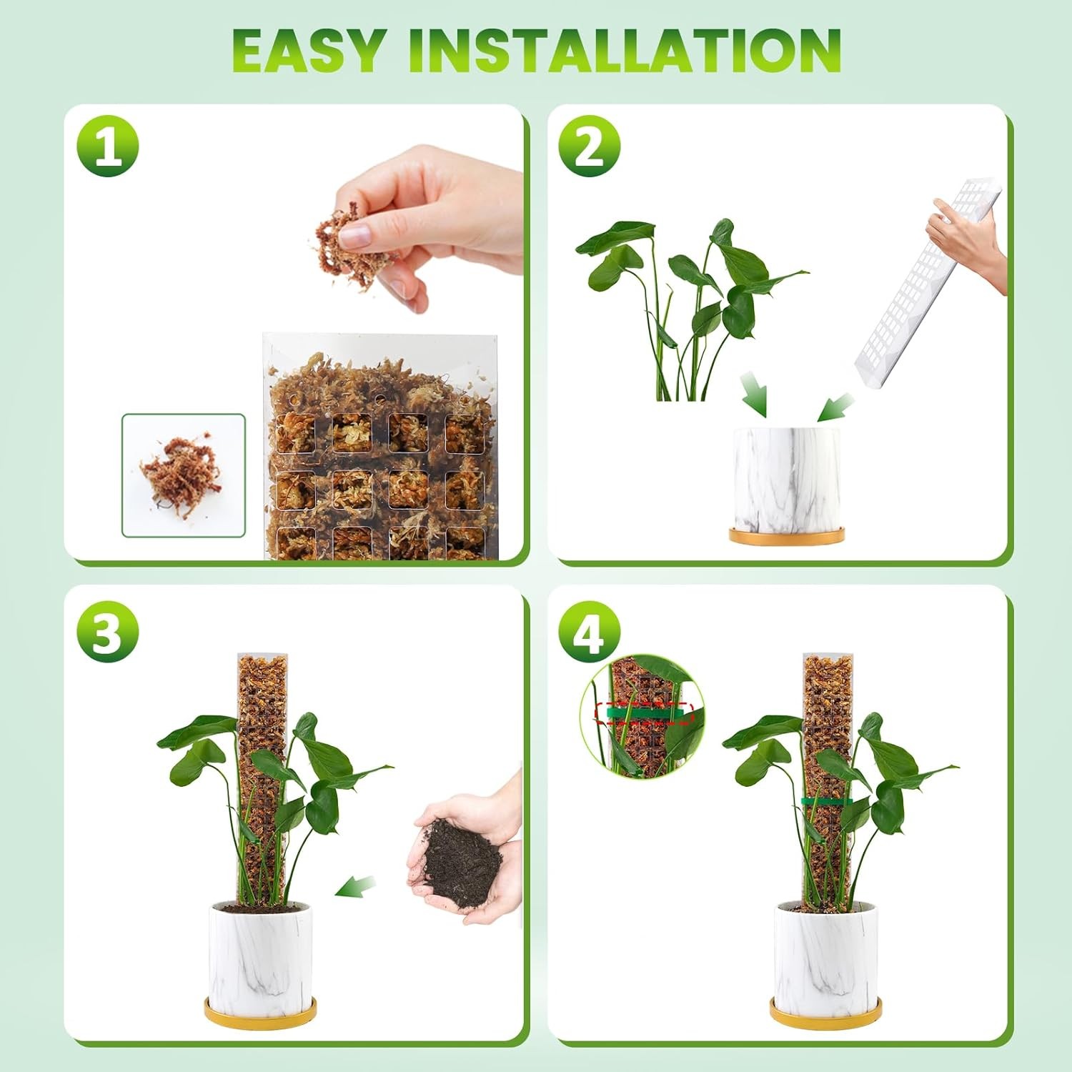 15 Inch 6 Pcs Plastic Moss Pole for Plants Monstera 6×15 Plant Poles Climbing