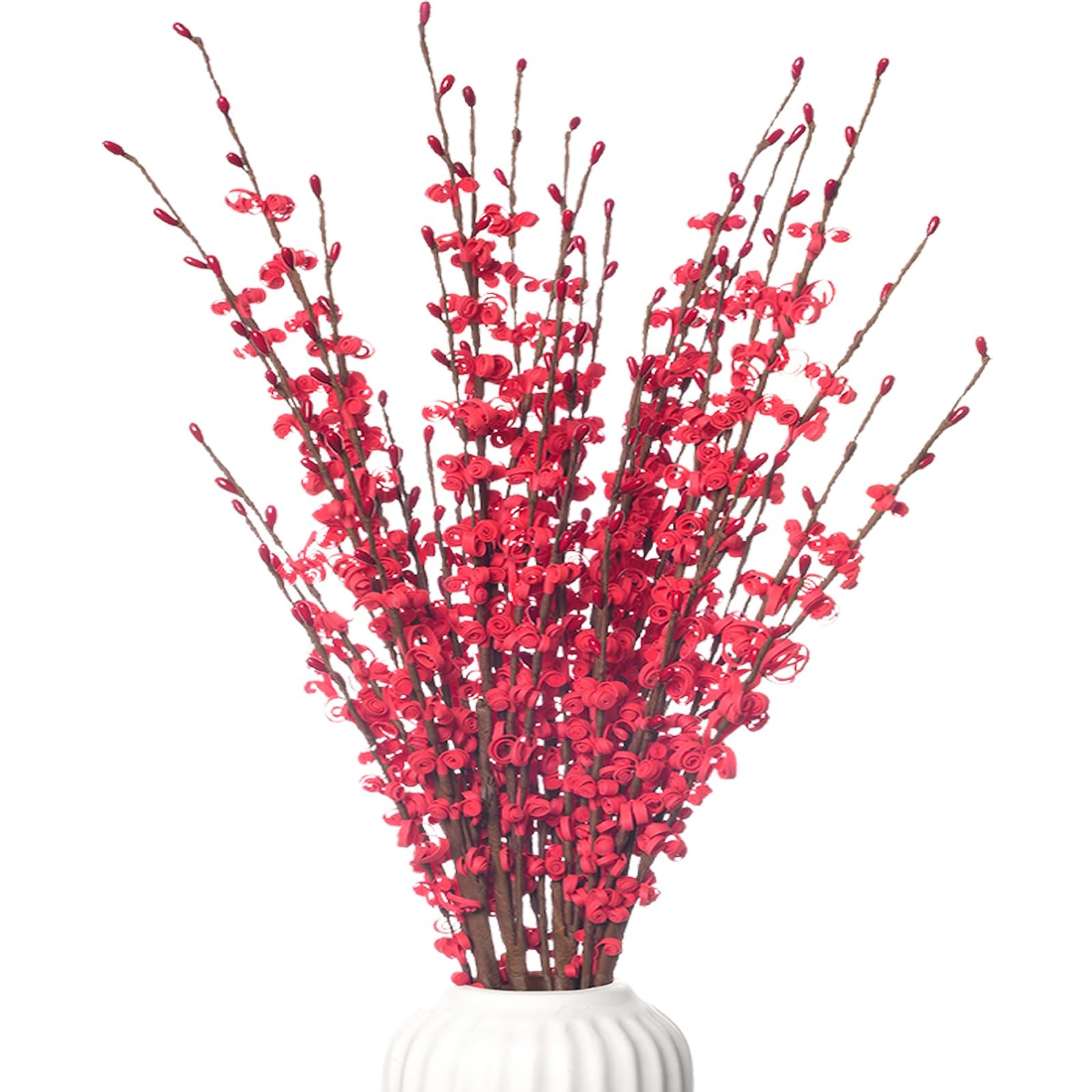 29.5″ Long Stem Jasmine & Mini Berry Artificial Red Flowers for Home Decor