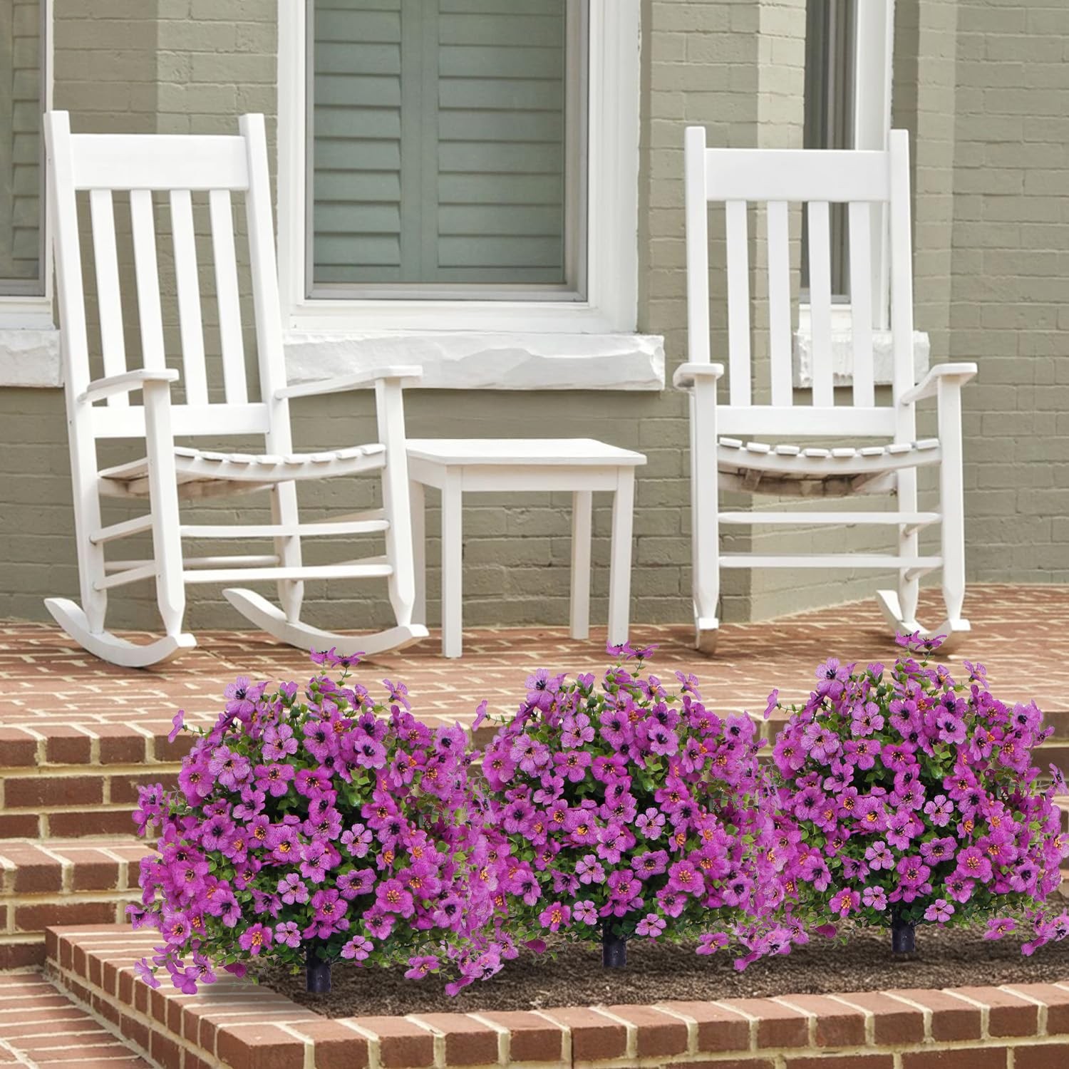 Best 22 inches high 2-Pack Artificial Violet Bush Decoration, UV Resistant Fake