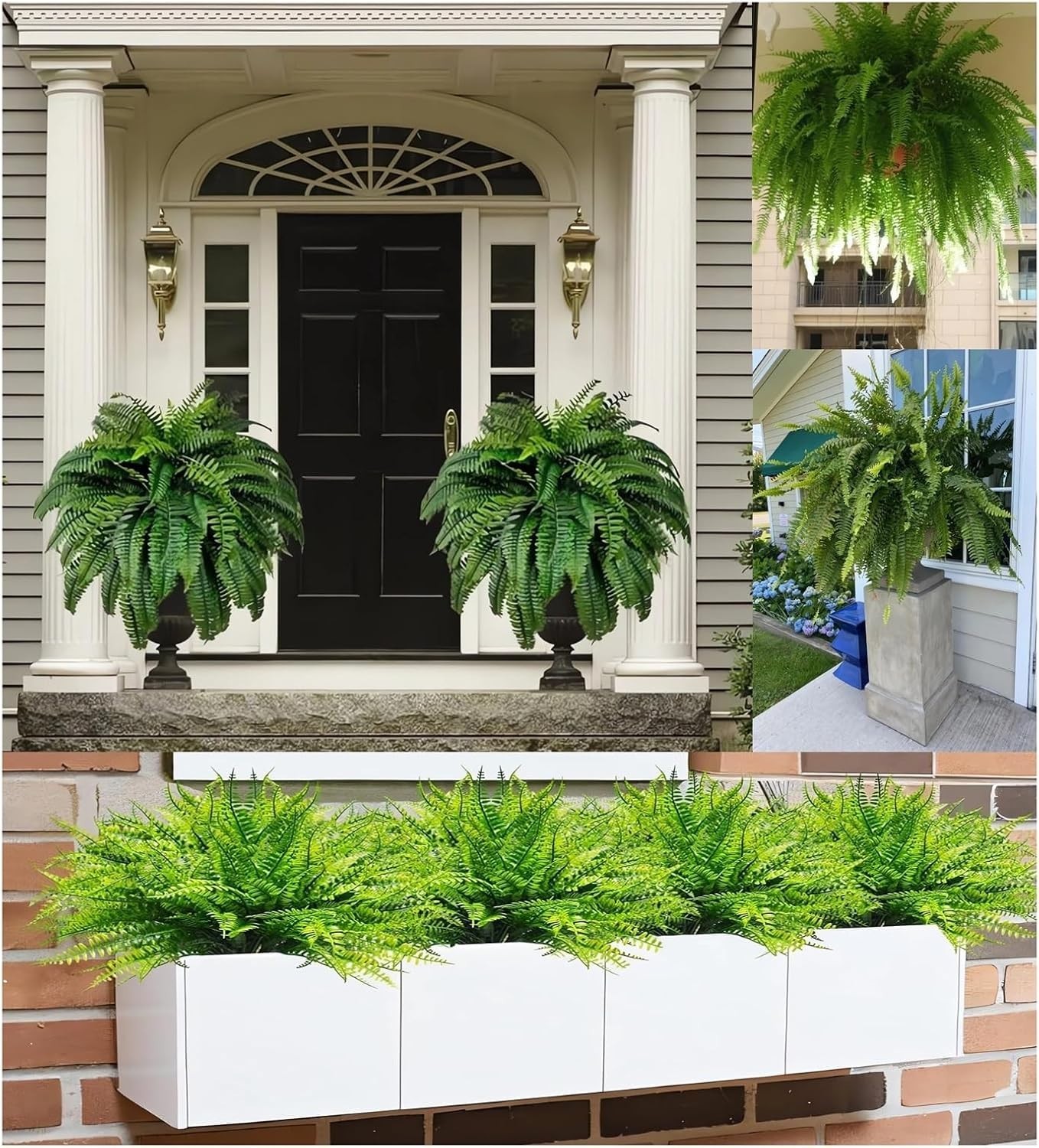 UV Resistant Lifelike Artificial Boston Fern – 2024 New Faux Boston Ferns Out…