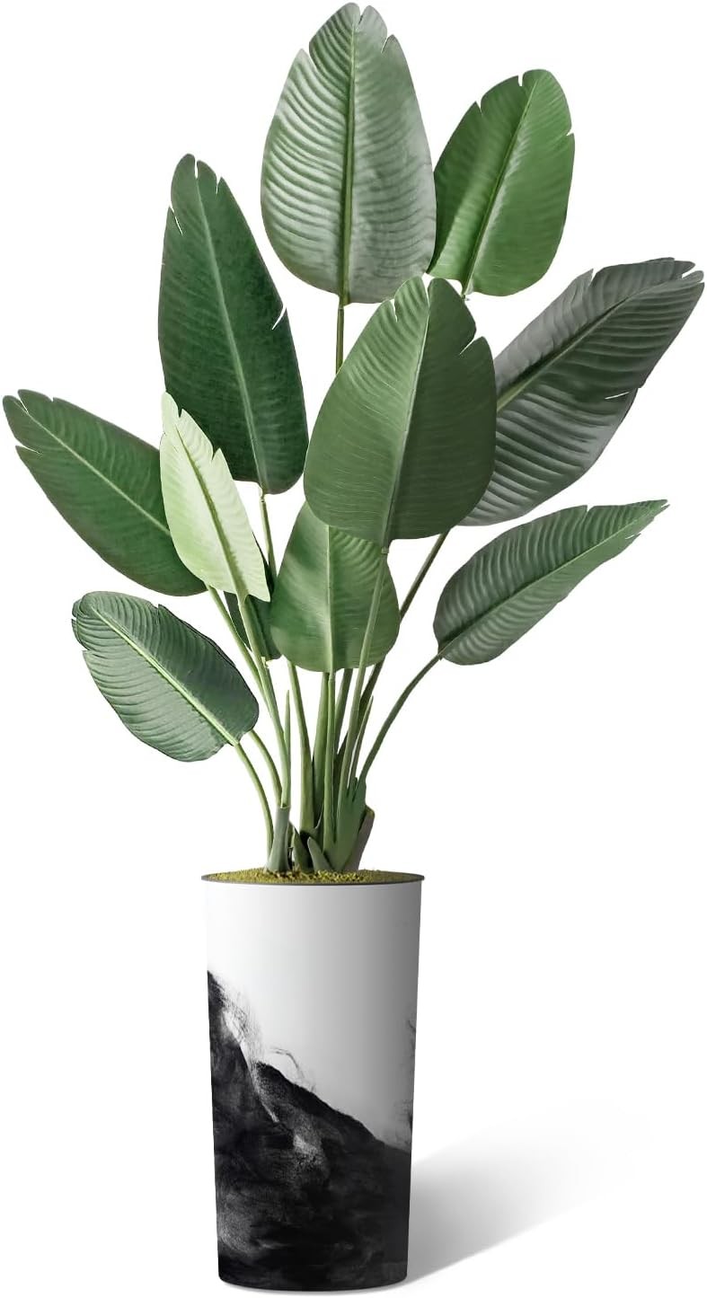 Artificial Tree in Contemporary Planter Fake Bird of Paradise Silk Tree Indoor &