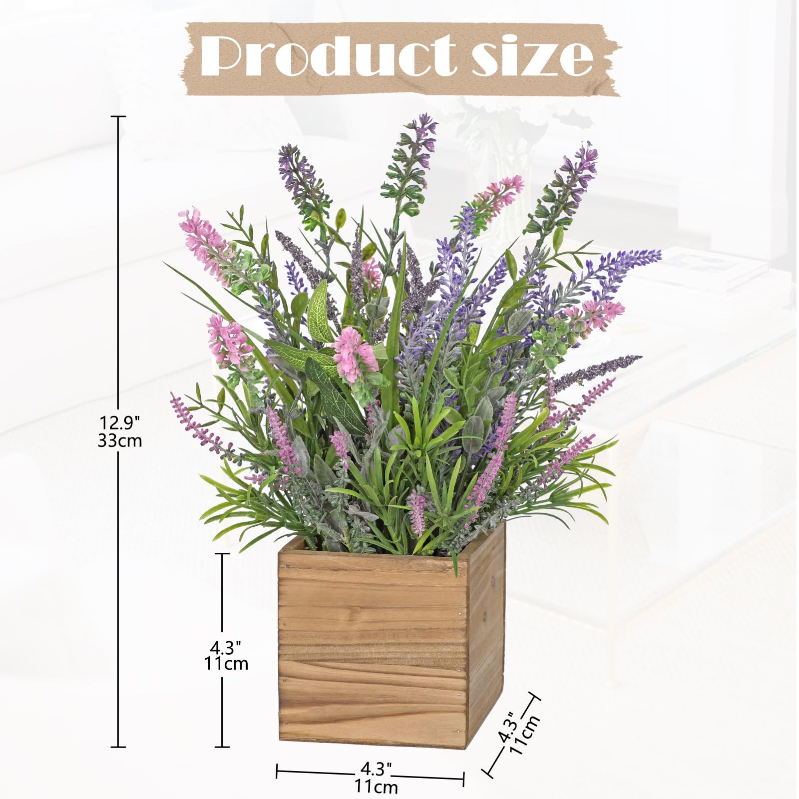 Rustic Lavender Flowers Artificial Lavender Decor Fake Lavender Plant in Wood…