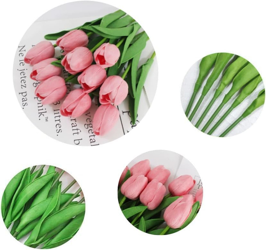 Artificial PU Tulips 10Pcs Real Touch Fake Flower Arrangement Bouquets for Home