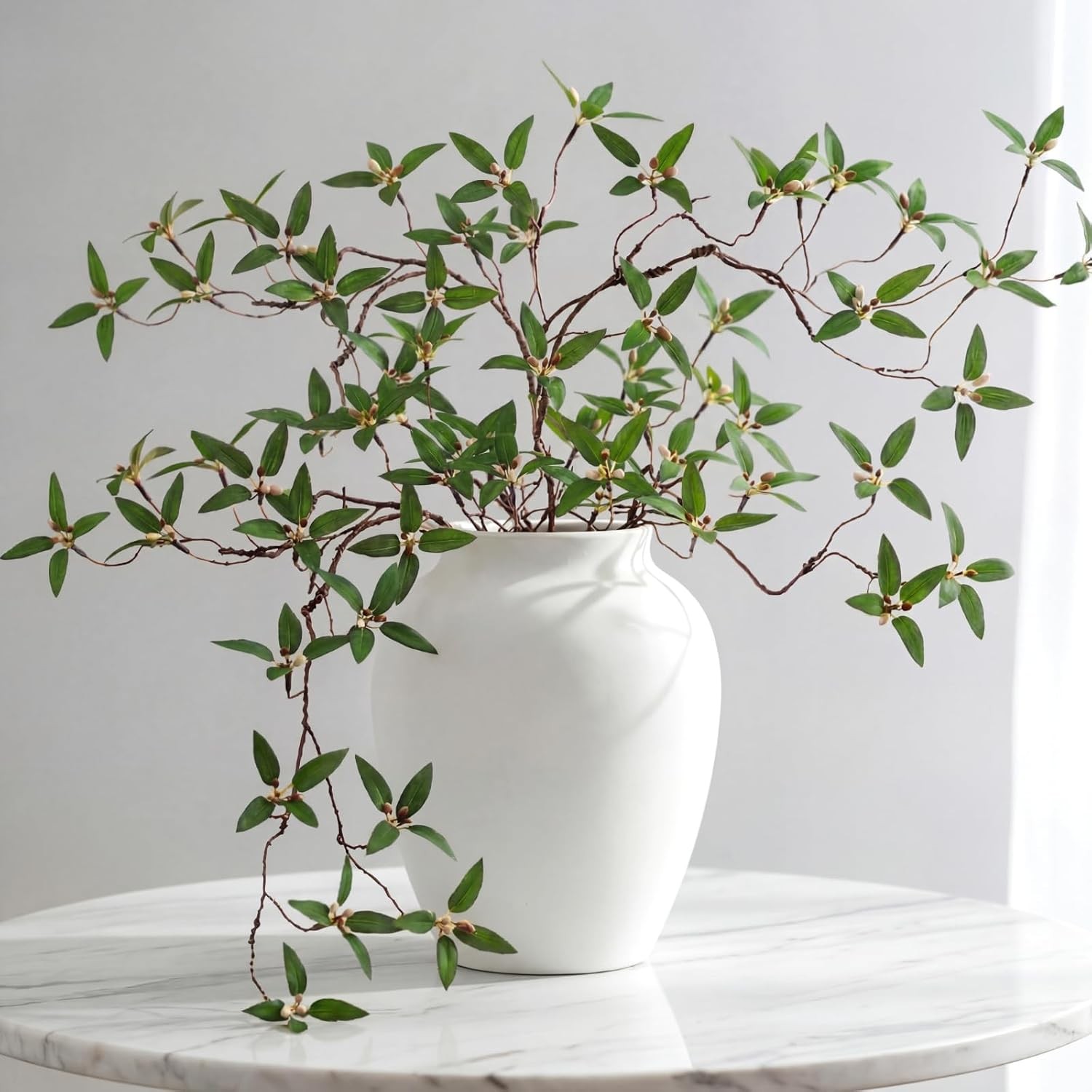 6 Pcs 43.3 Inch Artificial Pomegranate Branches Faux Greenery Stems Leaves Fake