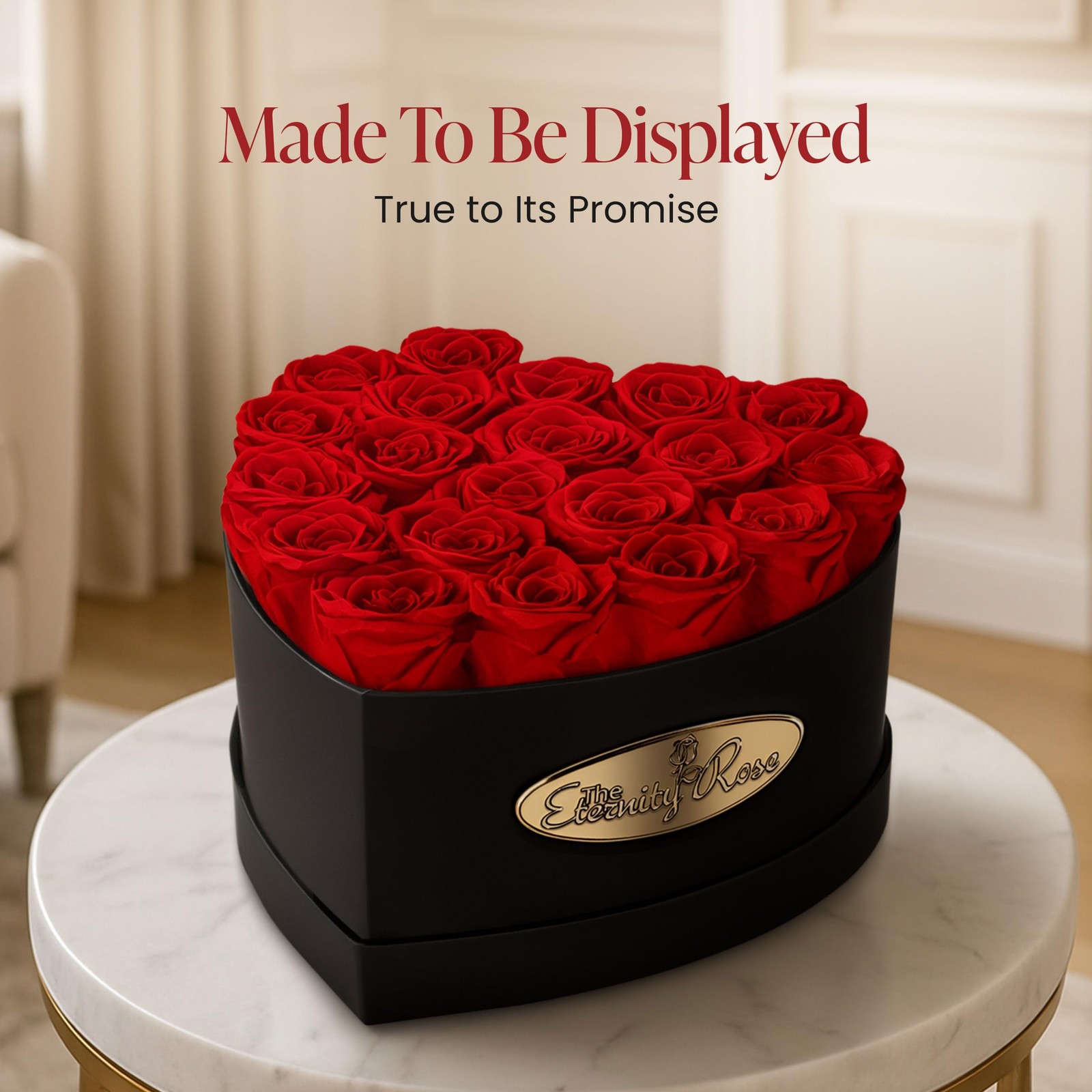 20-Piece Preserved Roses in a Luxury Gift Box – Real Roses in Black Heart Box…