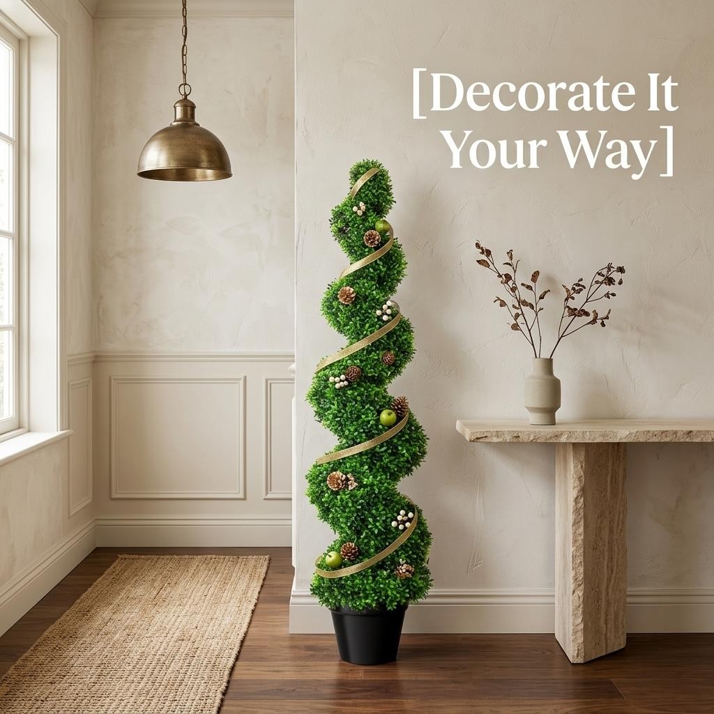 3.5Ft Topiary Trees, Artificial Boxwood Tree Set for Front Door Indoor Outdoor