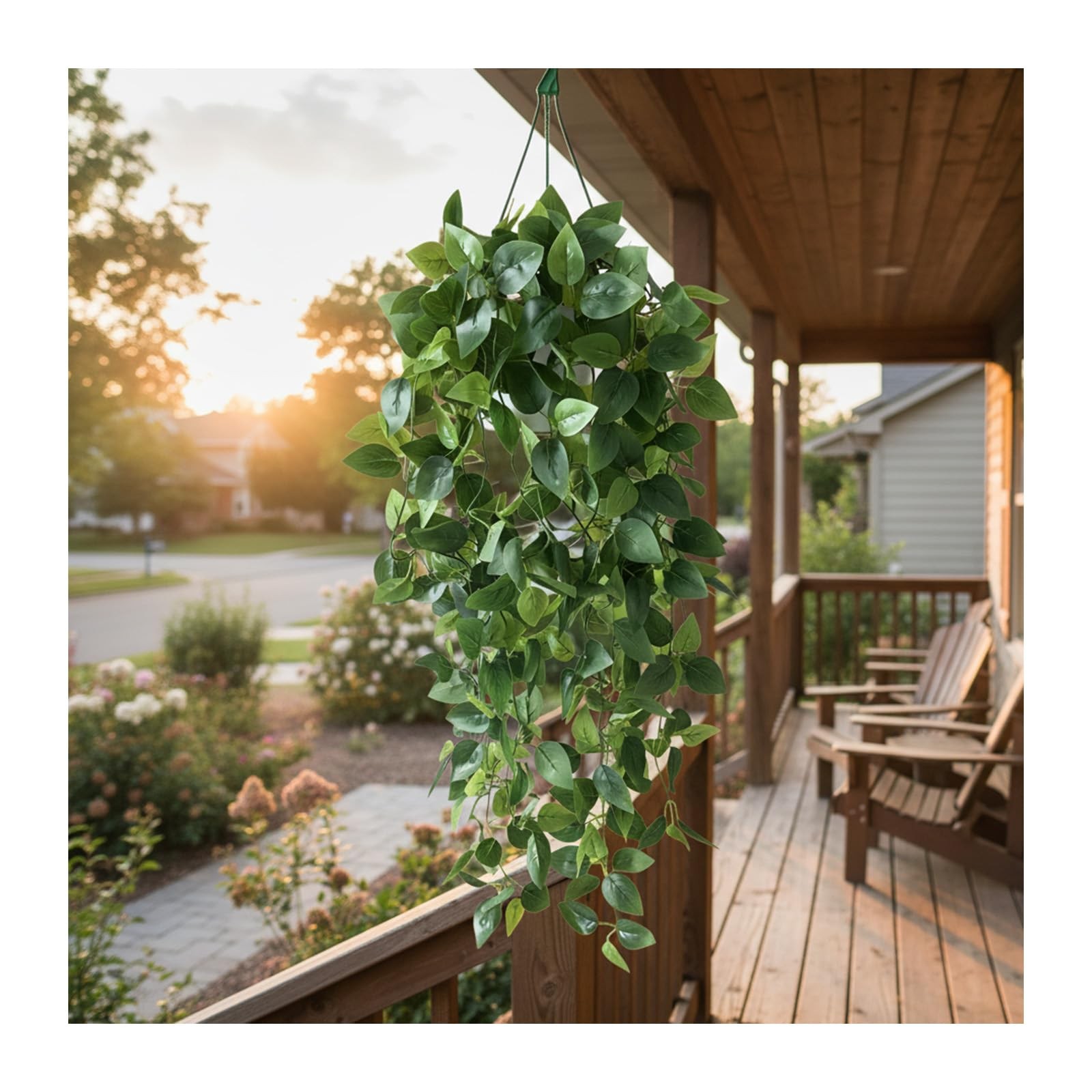 35.5″ Artificial Pothos Ivy Plants Set of 2 with Pots, Fake Hanging Greenery …