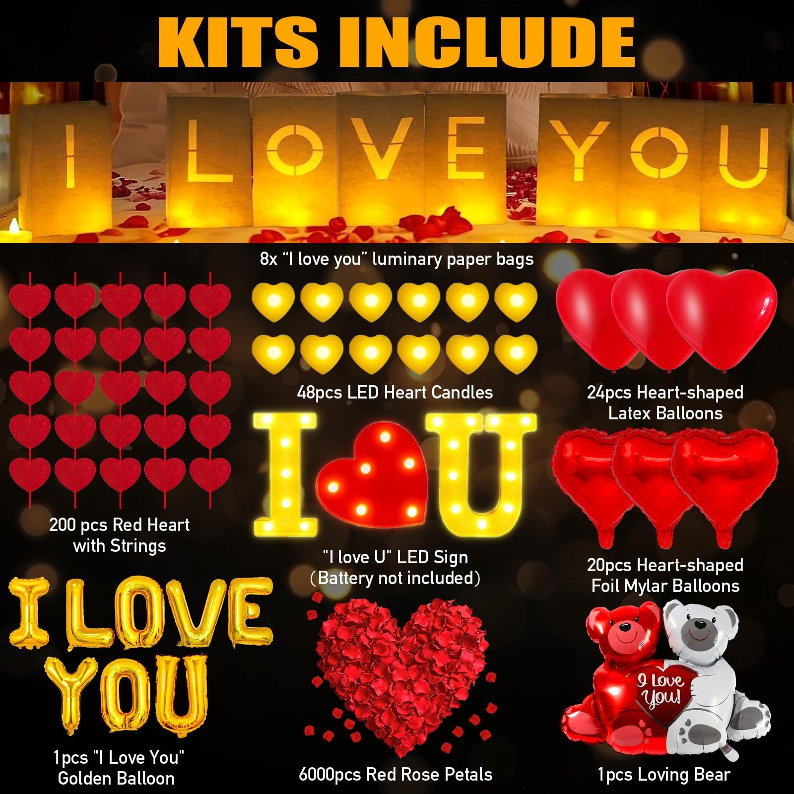 6000+PCS Rose Petals and Candles Set for Romantic Decorations Special Night -…