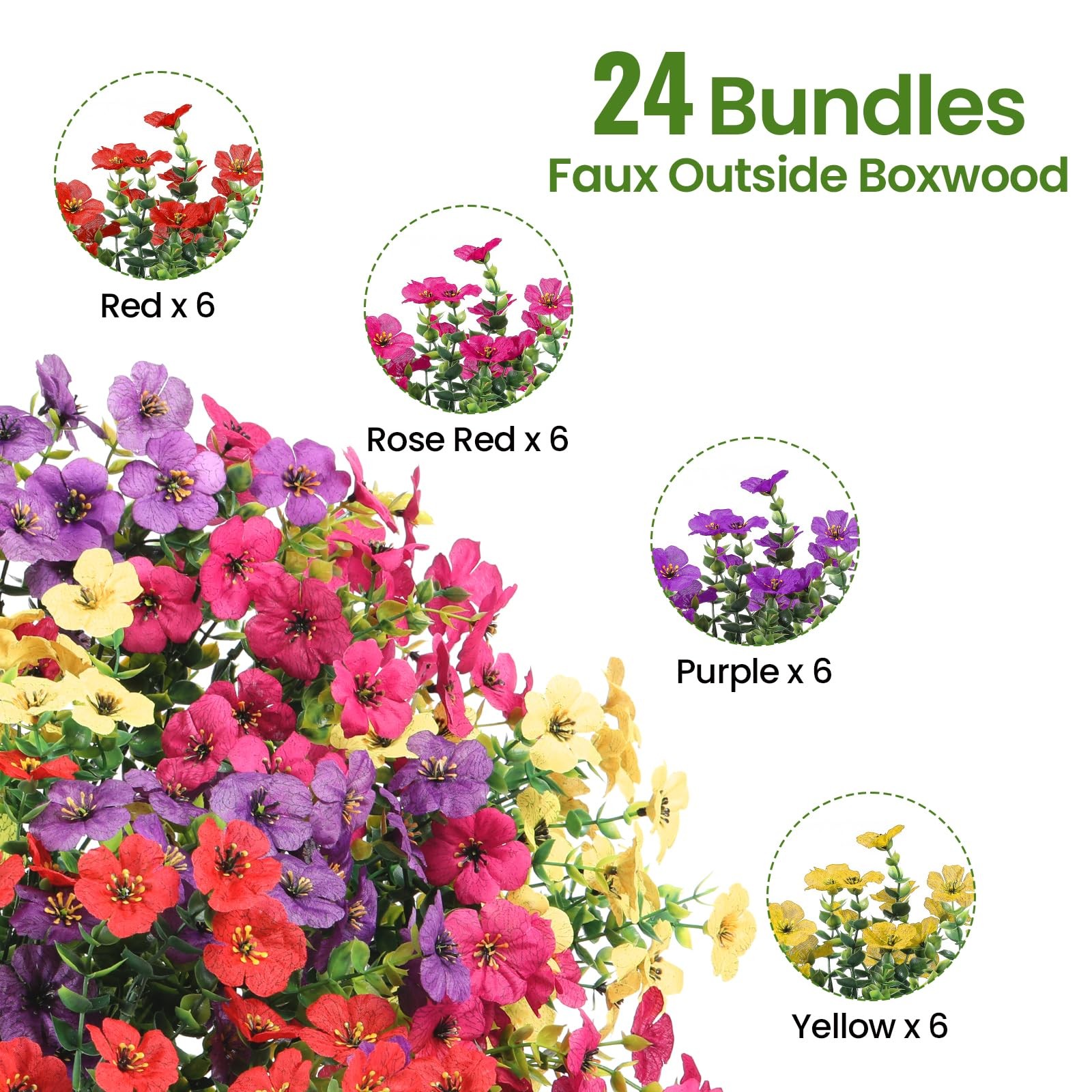 24 Bundles Artificial Flowers for Outdoor Indoor Garden Home Decoration, Look…