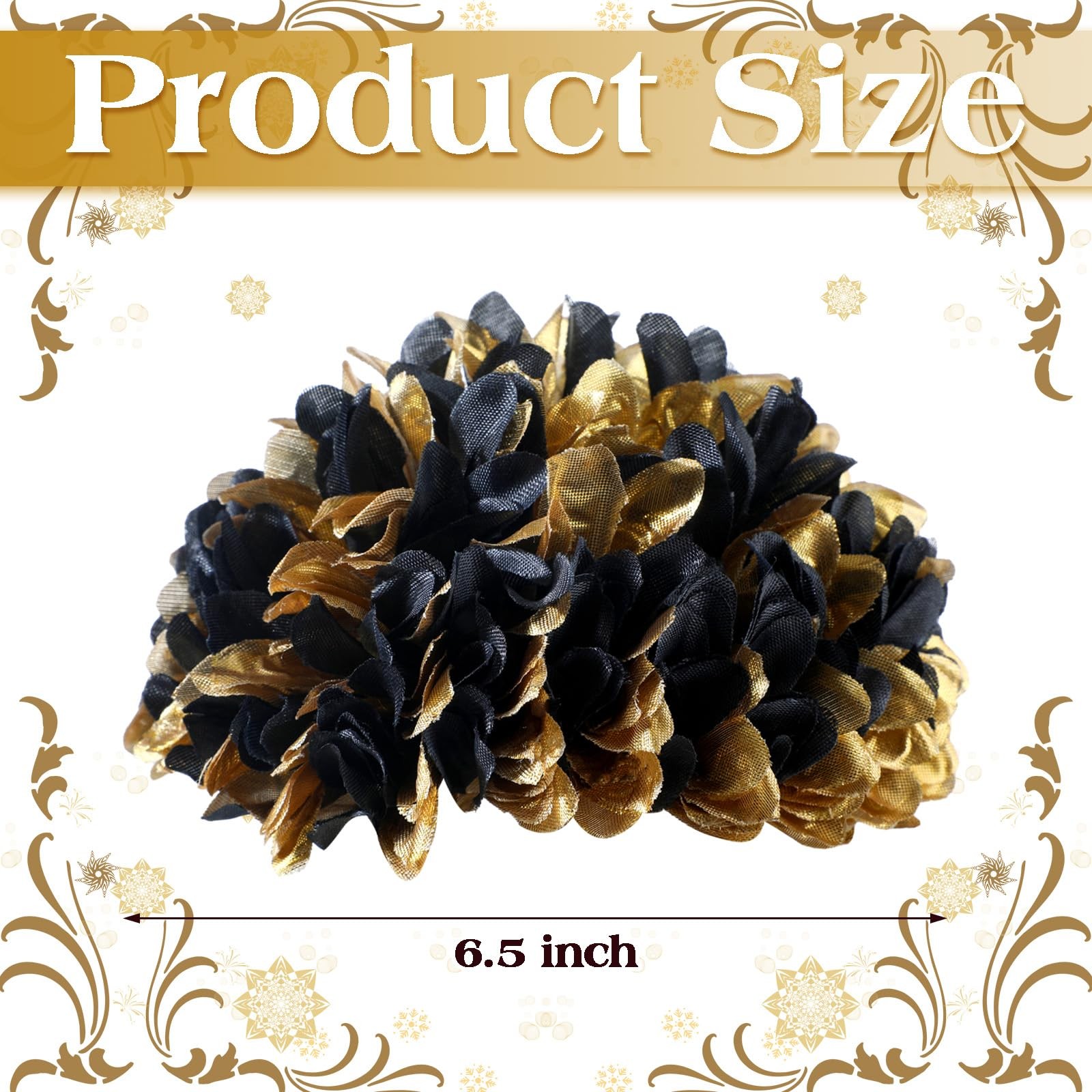 3 PCS 6.5″ Black and Gold Homecoming Mum Flowers Artificial Silk Supplies