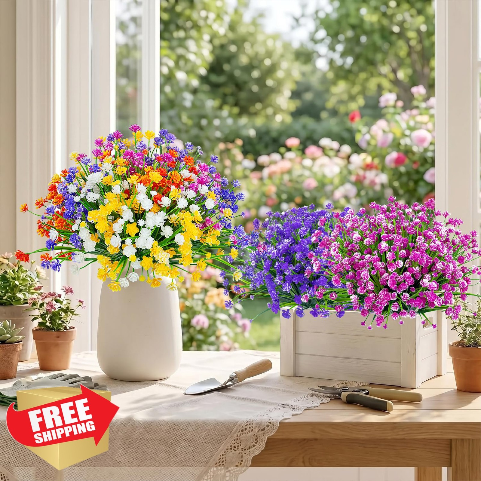 Ouddy Decor 24 Packs Artificial Flowers Mixed