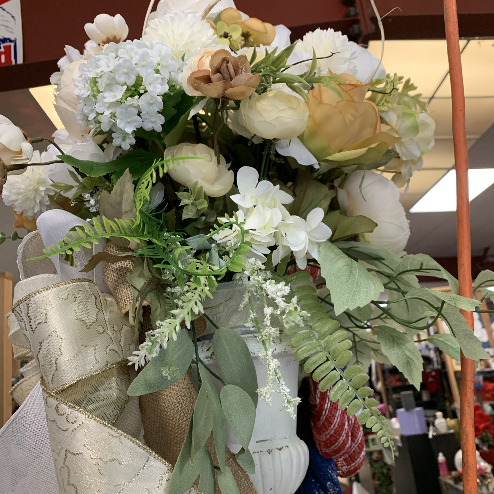 Floral Arrangement White And Tan
