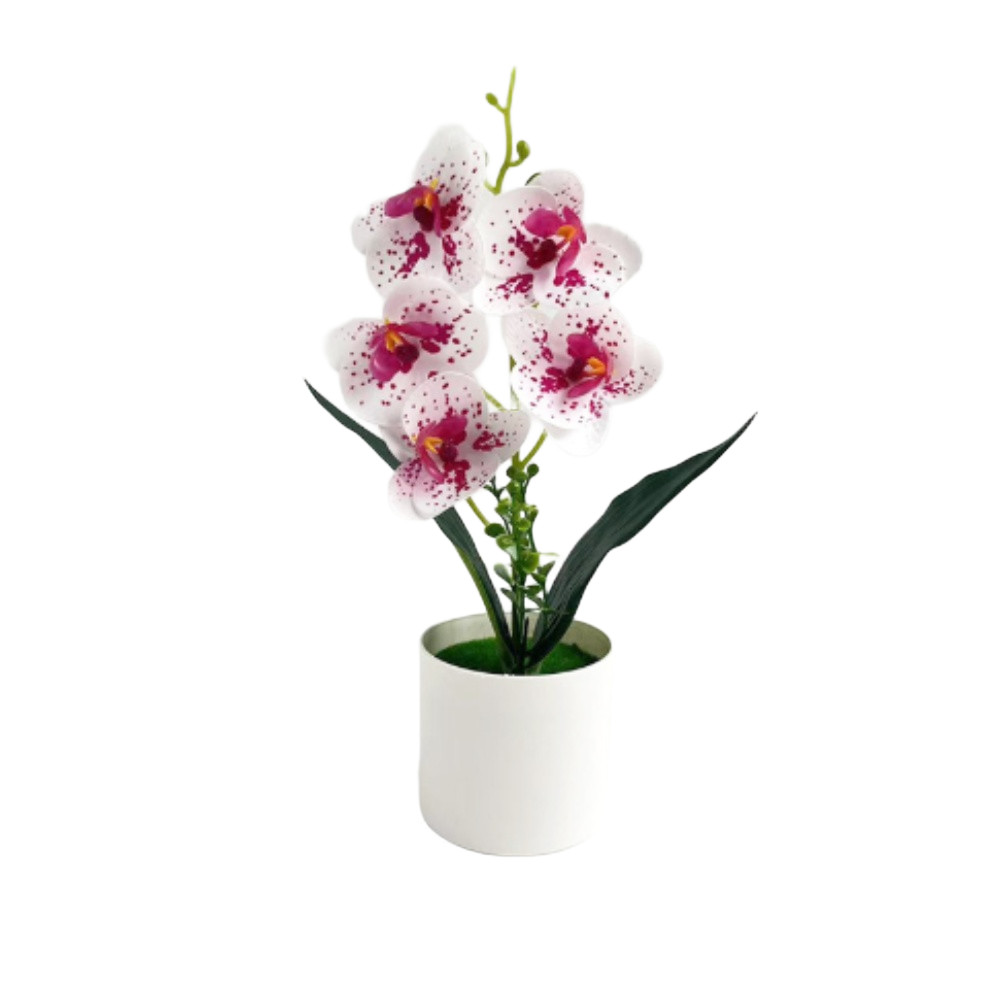 5 Flower Artificial Phalaenopsis Orchid Potted Plant for Wedding Home Decor