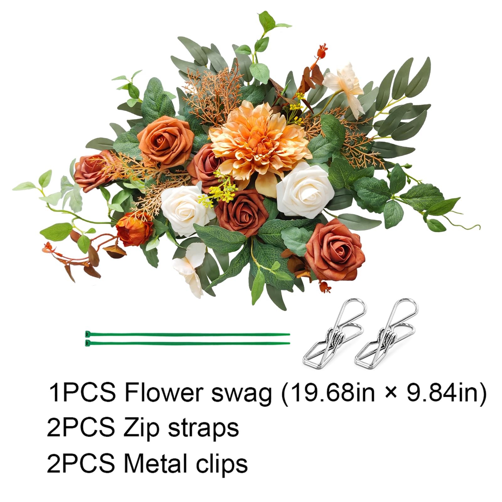 Roahosy Artificial Flower Swag Terracotta Wedding Decor, Burnt Orange Flowers…