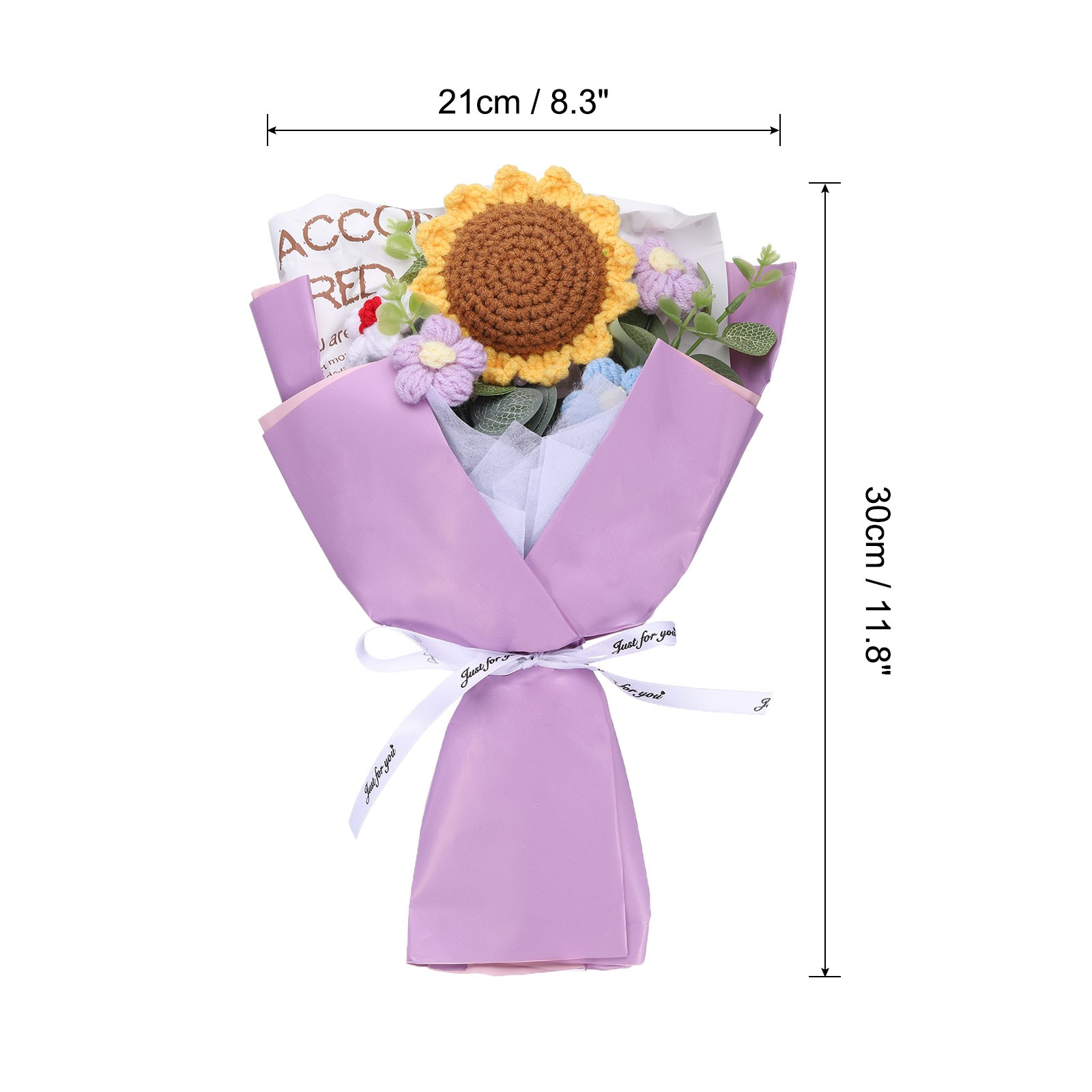 Crochet Flowers Bouquet Handmade Knitted Bouquet Sunflower Purple