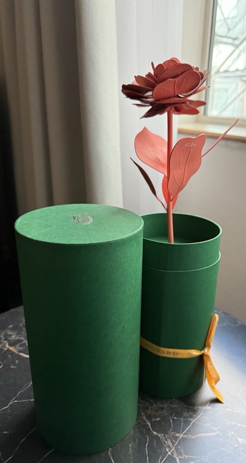New Goyard Limited Edition MON AMIE LA ROSE Coral Flower With Paper Vase Case