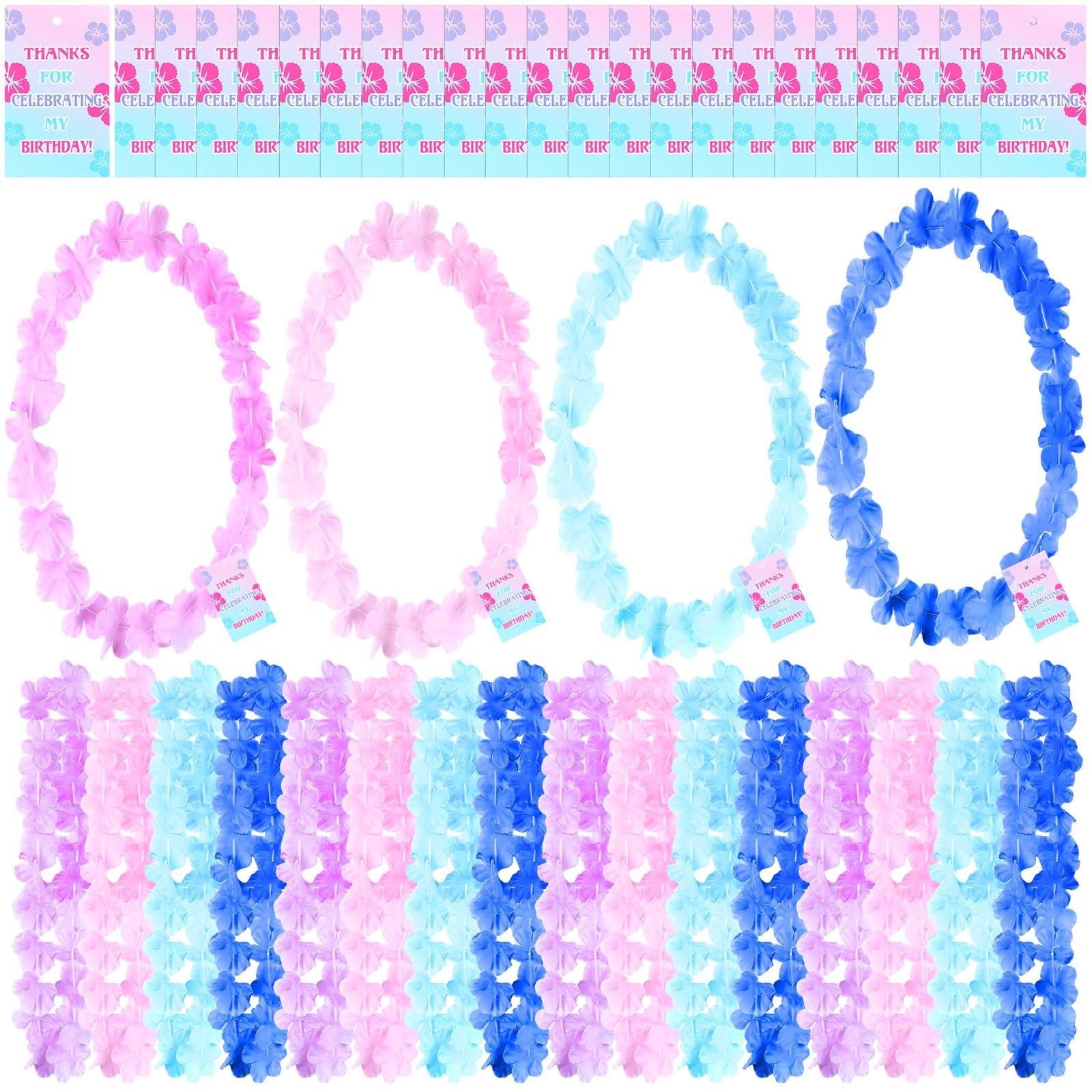 24 Counts Hawaiian Leis Bulk Tropical Flower Lei Hawaiian Necklaces with Cart…