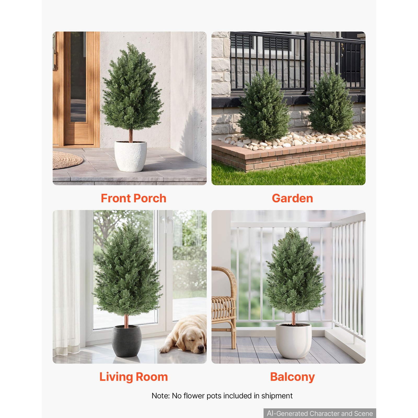 Uimoso Artificial Topiary Cedar Bush 3 Ft Set of 2 Greenery Shrubs PE Material