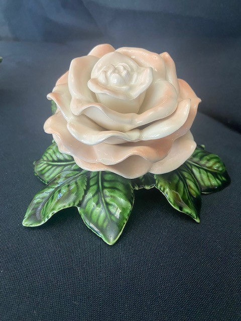 Ceramic Roses-Airbrushed Glazed Pink Roses-Decorative Accents for Table or Shelf