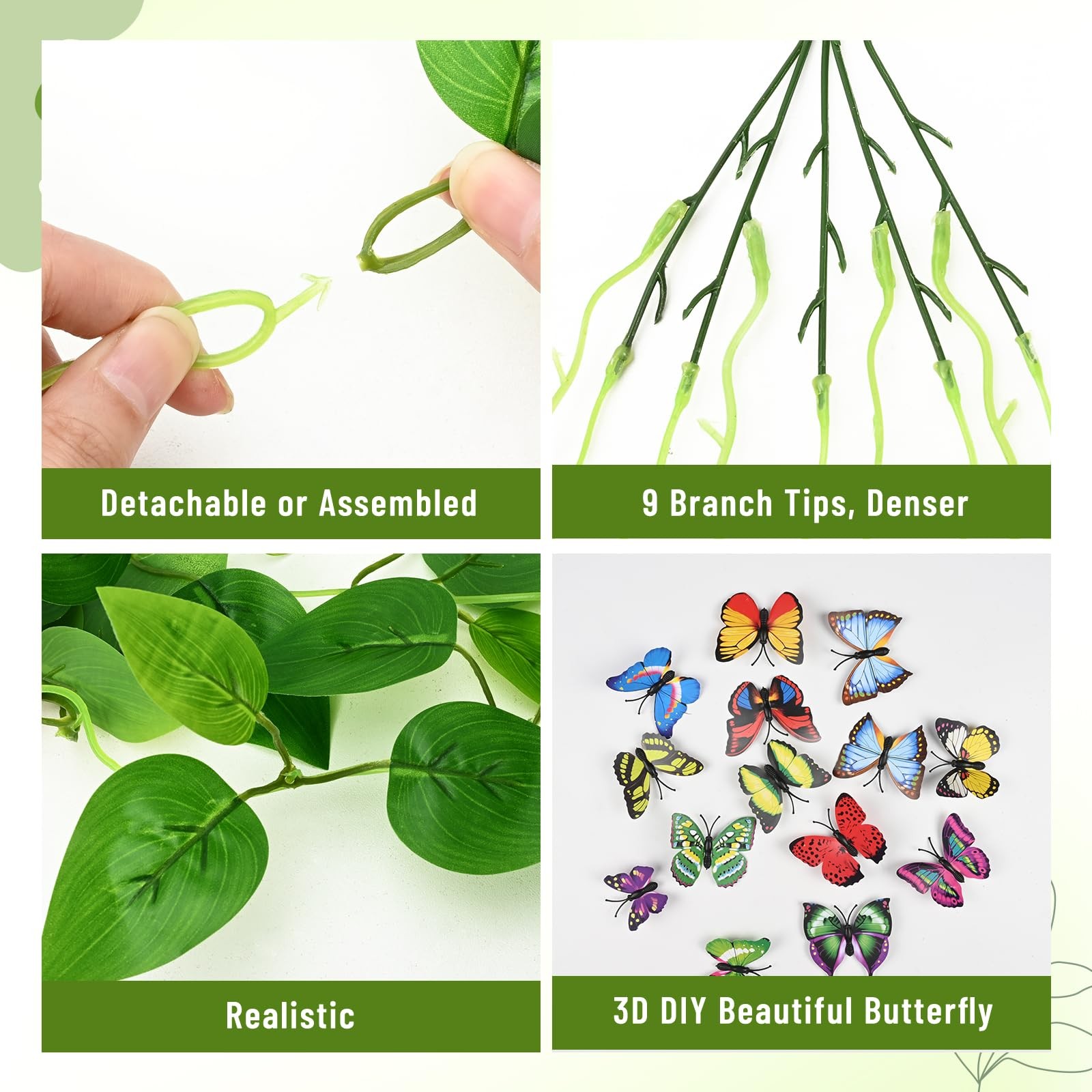 2Pcs Fake Hanging Plants, 9 Branch Artificial Hanging Plant, Lush Faux Pothos…