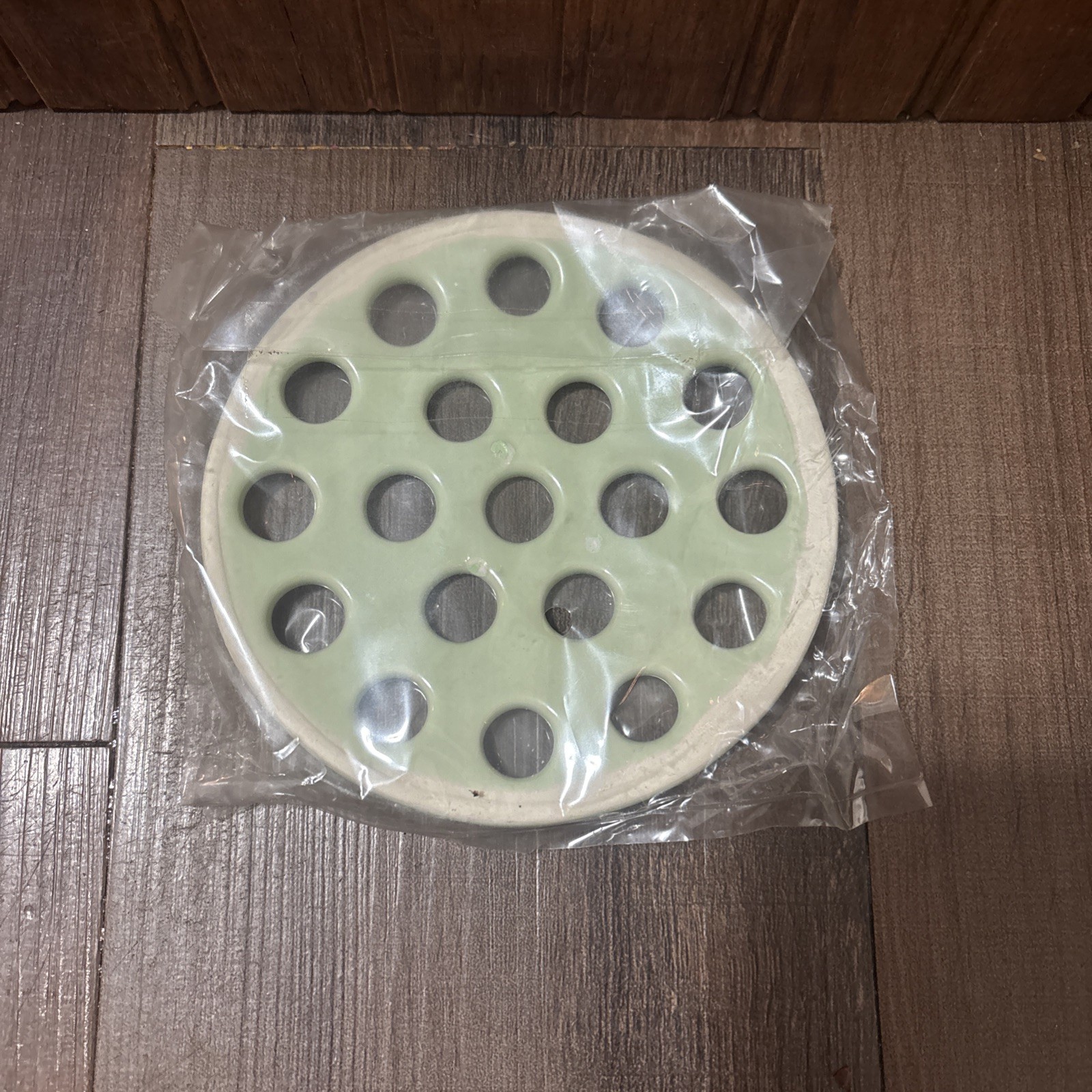 Flower Frog Mint Green Round Flat Marble Display Country Cottage Farmhouse