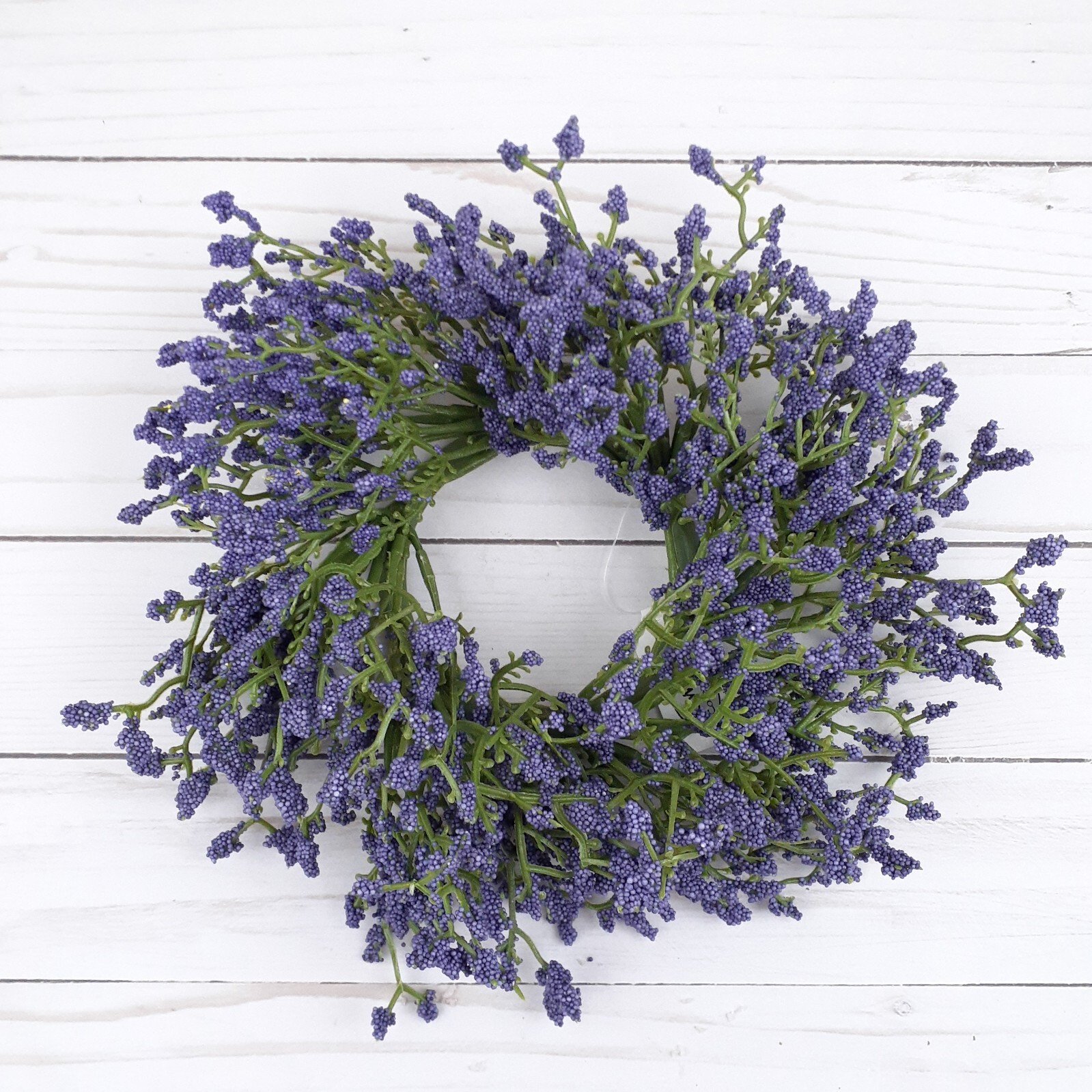 Floral Candle Ring Purple Array Astilbe Flowers 3 in Inside Ring 10 in Overall