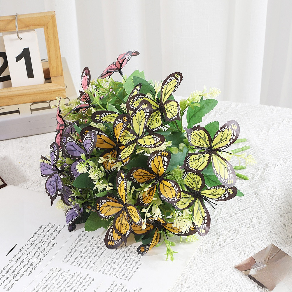 Lightweight Artificial Butterfly Orchid Bouquet for Wedding Centerpiece