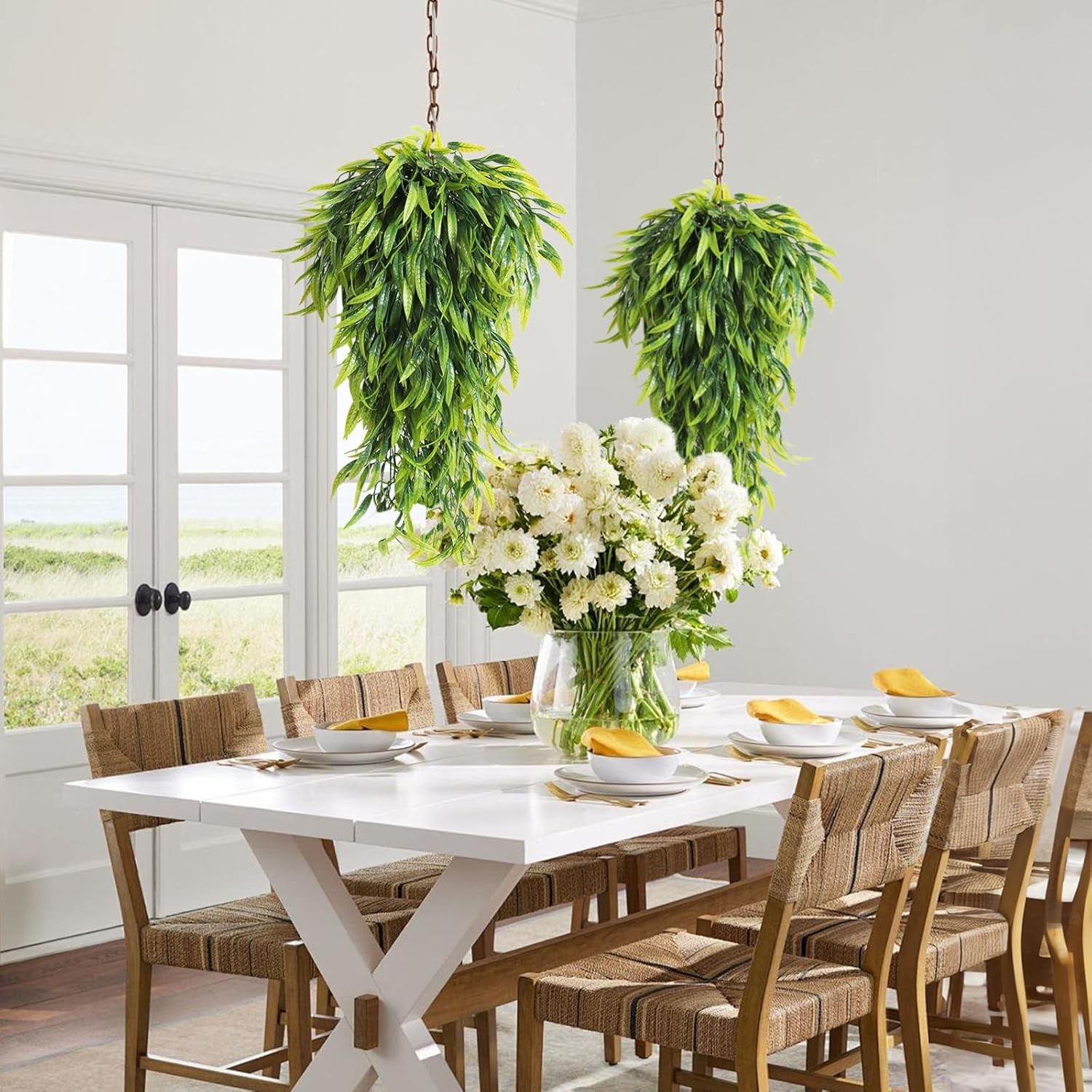 Artificial Olive Leaves 3Pack Hanging Fake Greenery Olive Plant Decorations