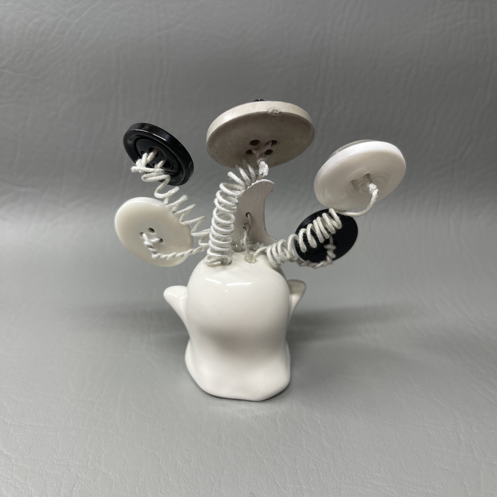 Button Flower Bouquet In Ghost S&P Shaker White Grey Black Halloween Decor