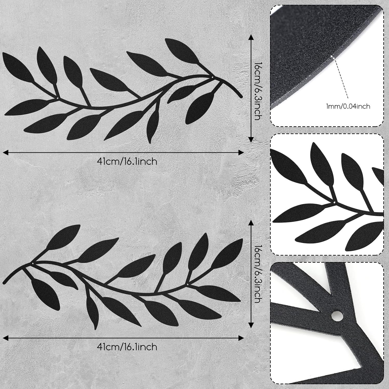 2 Pieces Metal Tree Leaf Wall Decor Vine Olive Branch Leaf Wall Art Living Ro…