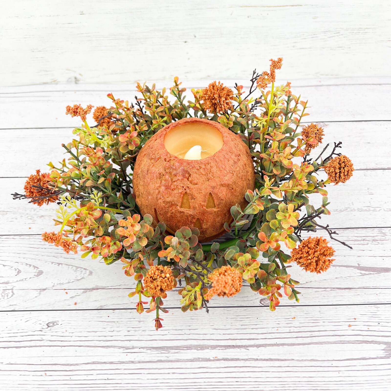 Fall Pincushion Candle Ring / Wreath 4.5″ Inner Autumn Fall