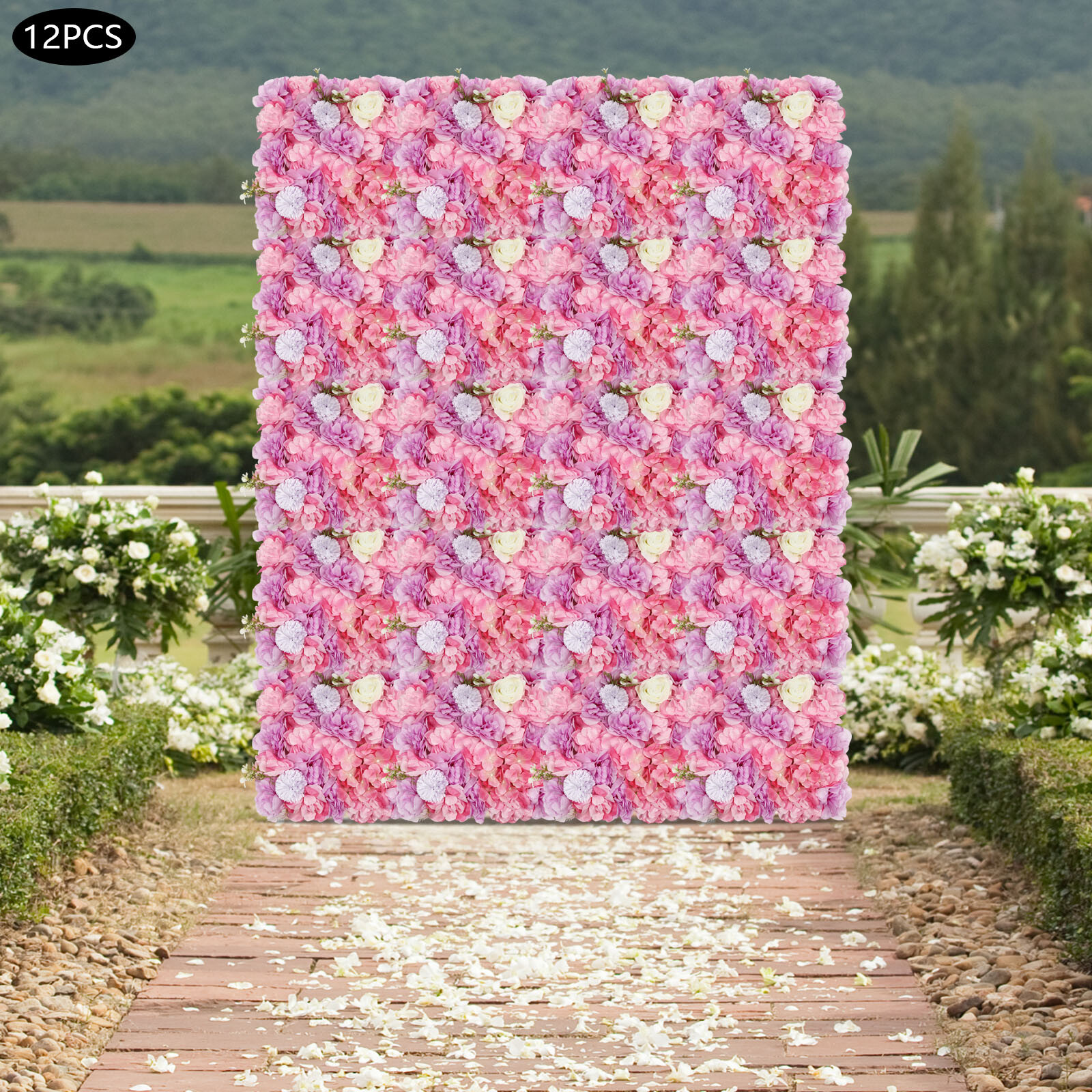 12pcs Artificial Silk Rose Flowers 3D Backdrop Wall for Wedding Party Decoration