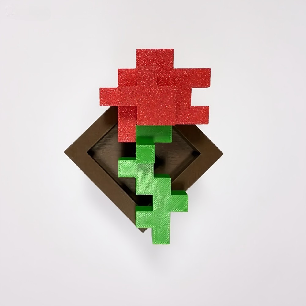 Pixel Rose Decor – 3D-Printed Unique Floral Ornament, Desk & Office Decoration!!