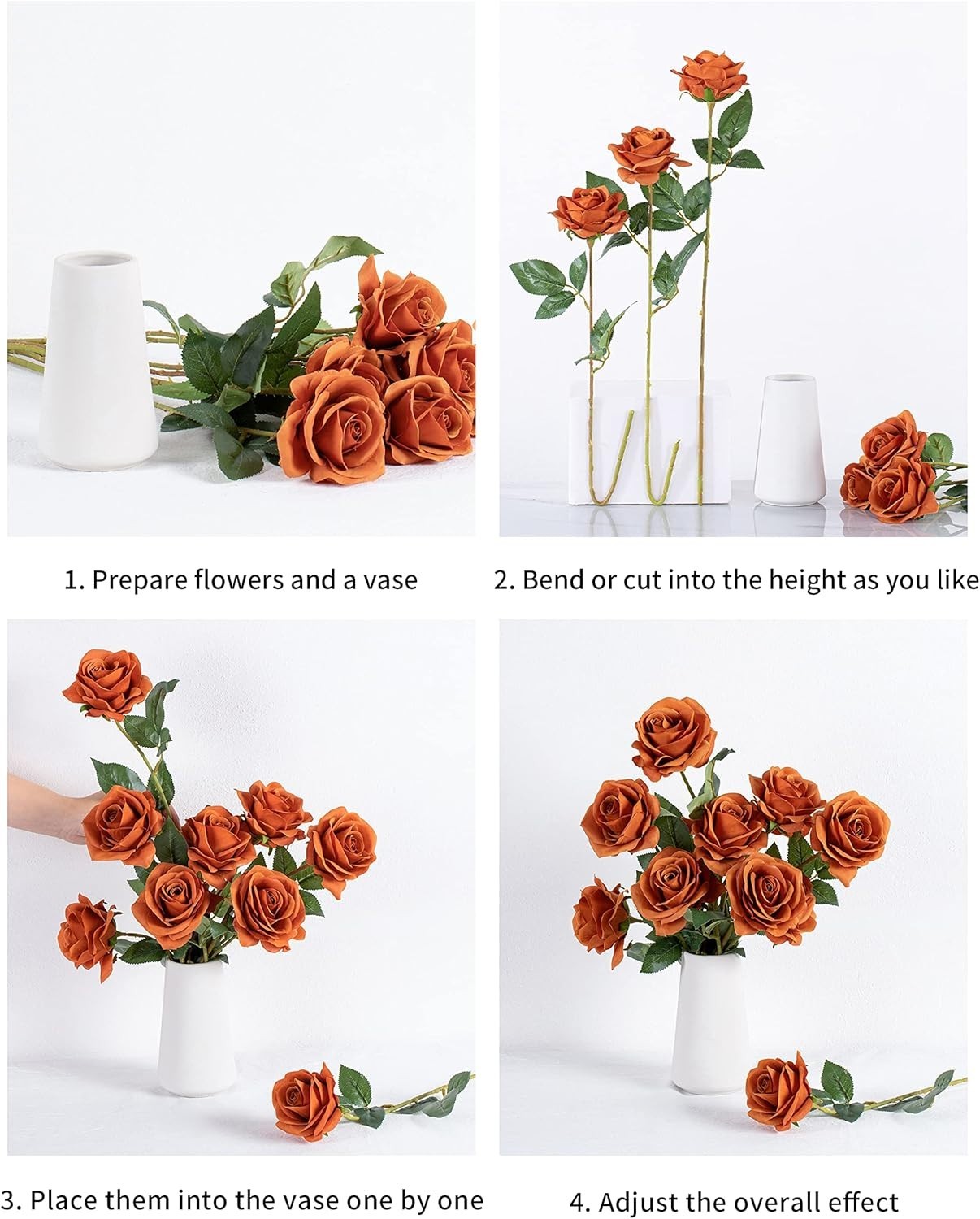 Beautiful 10pcs Non-Toxic Silk Roses for Stunning Home & Wedding Arrangements