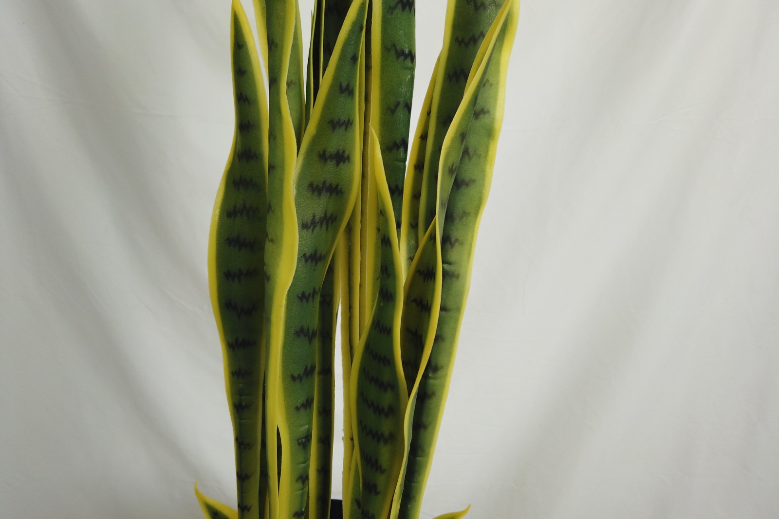 90cm Golden Edge Artificial Snake Plant with Tall Black Planter Minimalist House