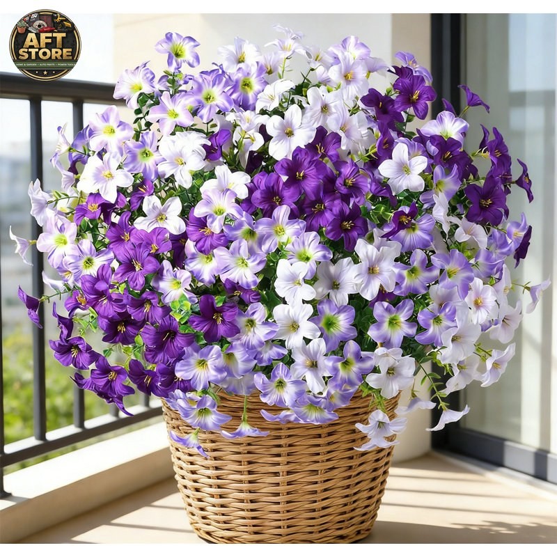 Primrue 12PCS UV Resistant Artificial Outdoor Flowers – Realistic Silk Plants