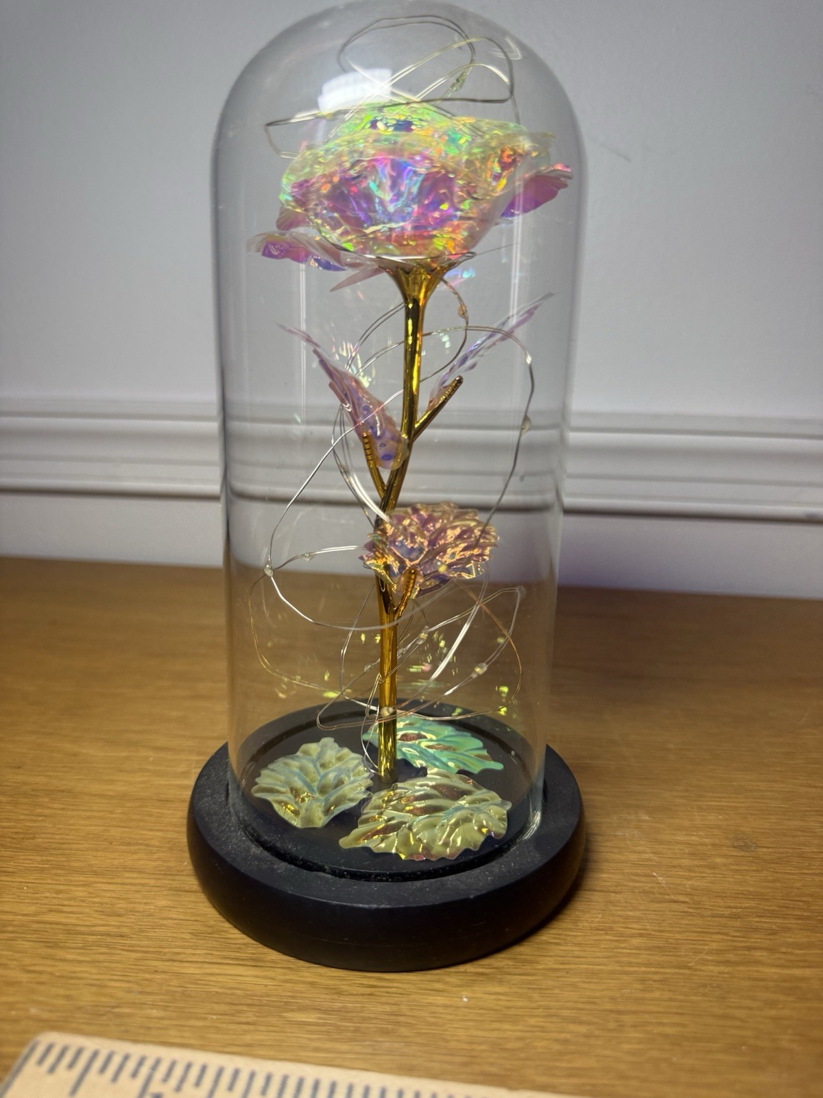 Iridescent Color Changing Flower In Glass Dome