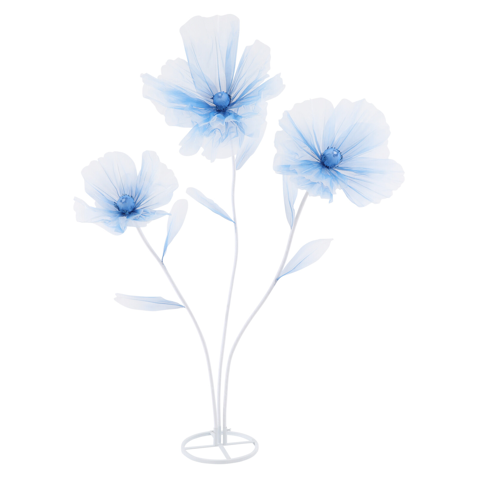 3-Head Artificial Flower Floor Decor Gradient Blue 67in