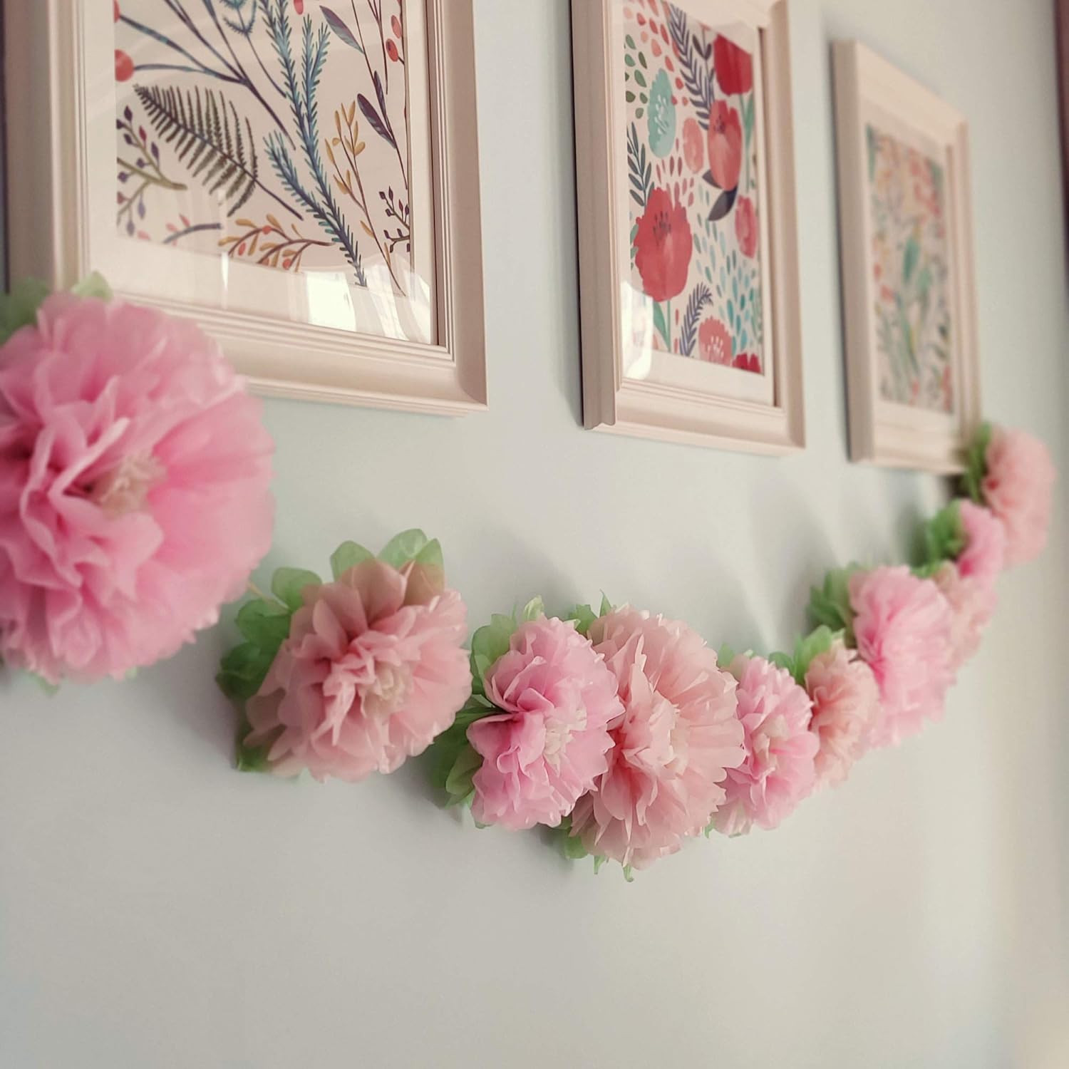 Mybbshower Pinks Flowers Decoration (11”-7” Assorted) 6 Pcs Artificial Tissue