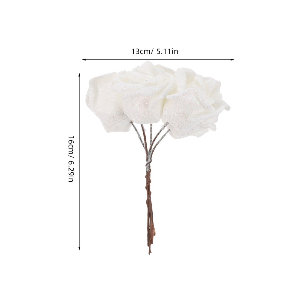 25 PCS White Rose Fake Flower Roses Artificial Silk Wedding Flowers