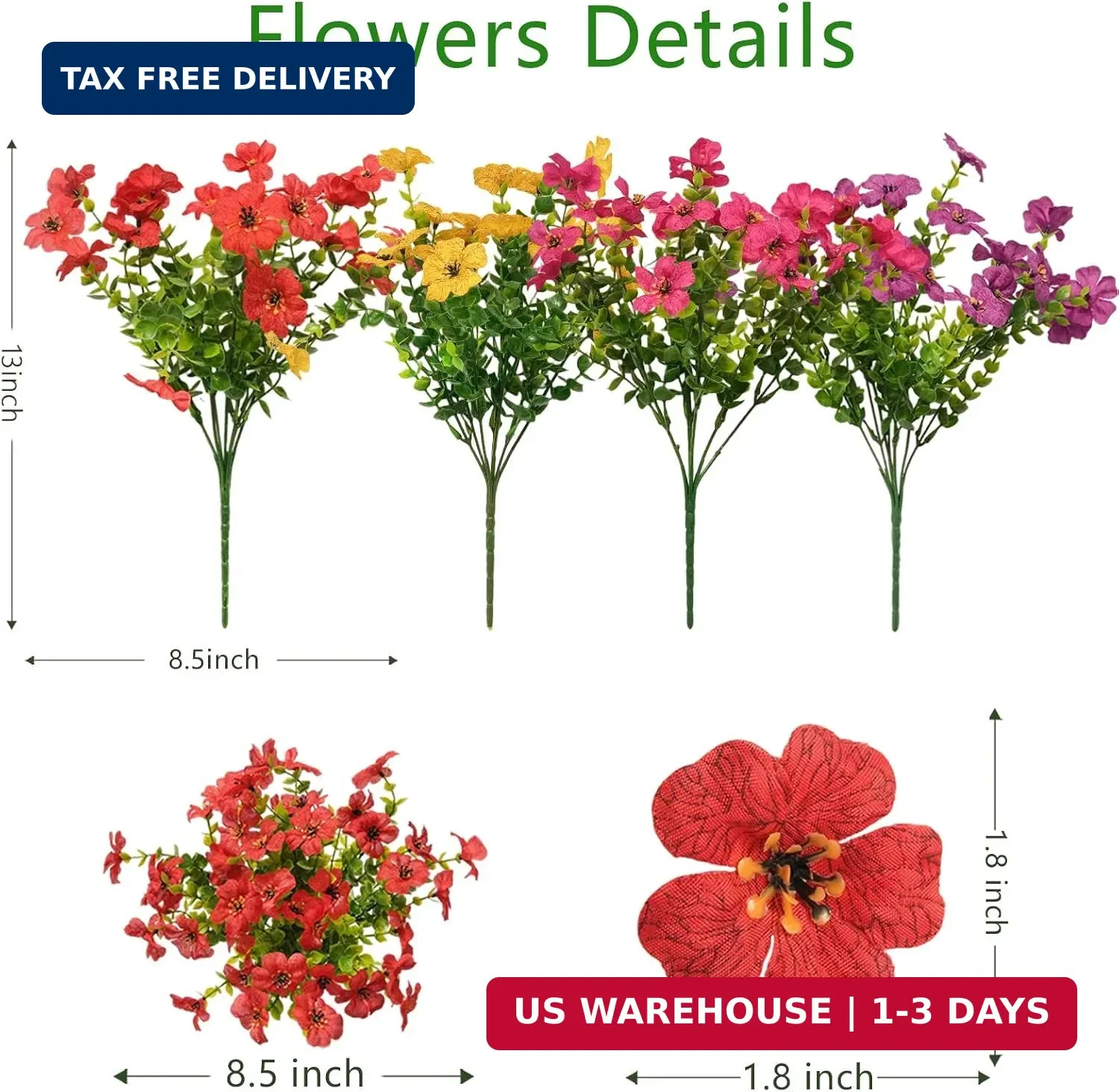 2 Set Artificial Outdoor Flowers with Hanging Basket for Garden Porch Patio Balc