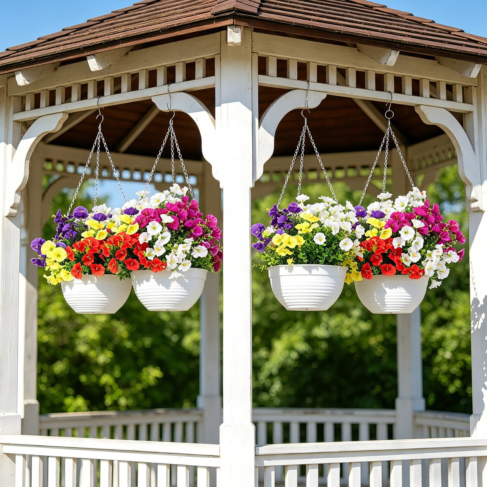 9 Bundles Artificial Flowers for Outdoors, UV Resistant Artificial Outdoor Pl…