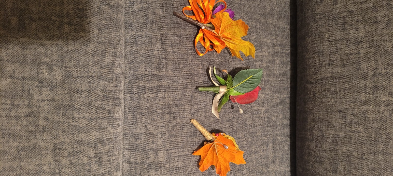 Artificial Fall Flower Accent Lapel Boutonneire 1 Red Rose & 2 Maple Leaves