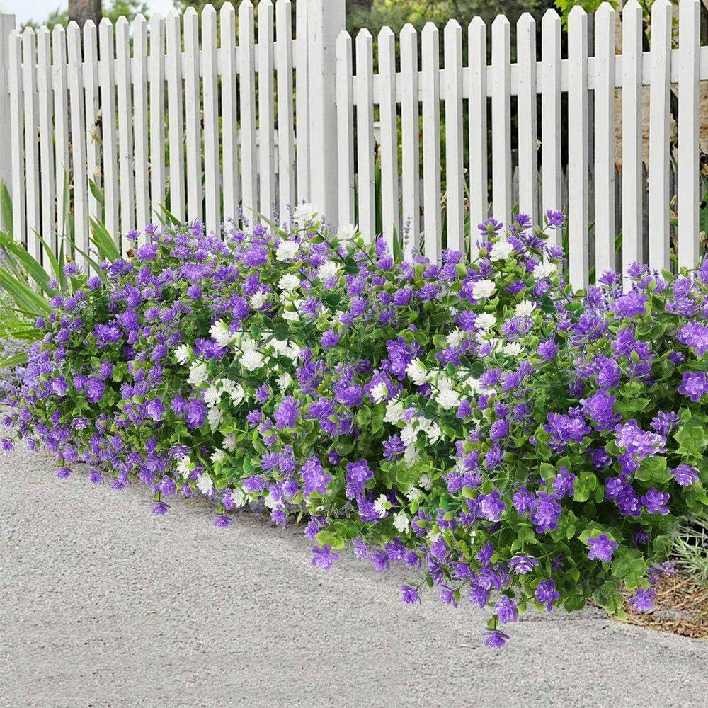 14.5 In. Purple Outdoor Artificial Eucalyptus Flower, 12-Bundles Uv-Resistant Ar