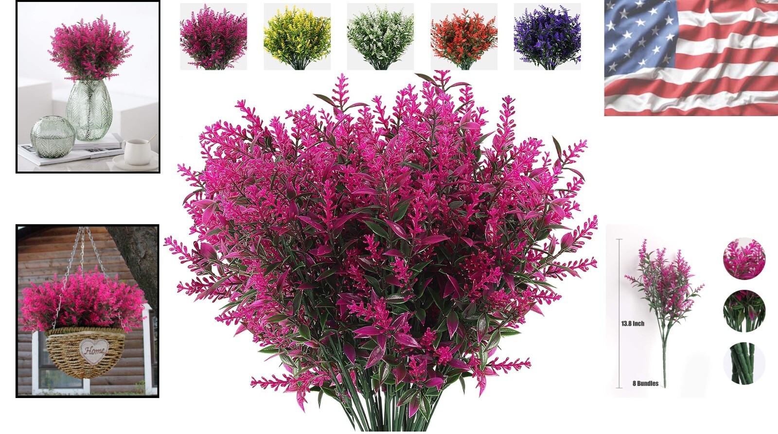 Charming 8 Bundles of Fuchsia Faux Flowers – Perfect for Any Celebration Decor